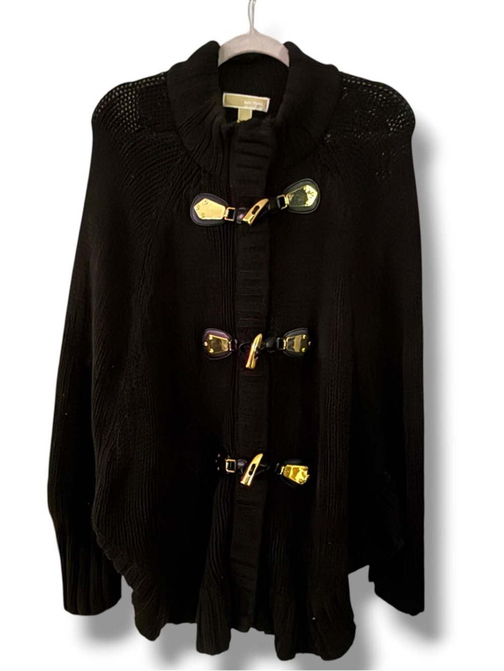 Michael Kors chunky knit dolman sleeve toggle poncho